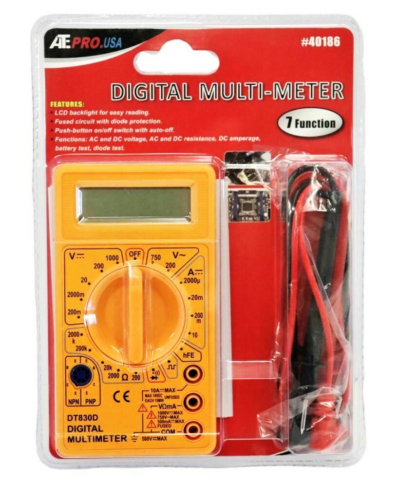 ATE PRO 7 FUNCTION LCD DIGITAL MULTI-METER AC DC RESISTANCE AMPERAGE VOLTAGE Ope