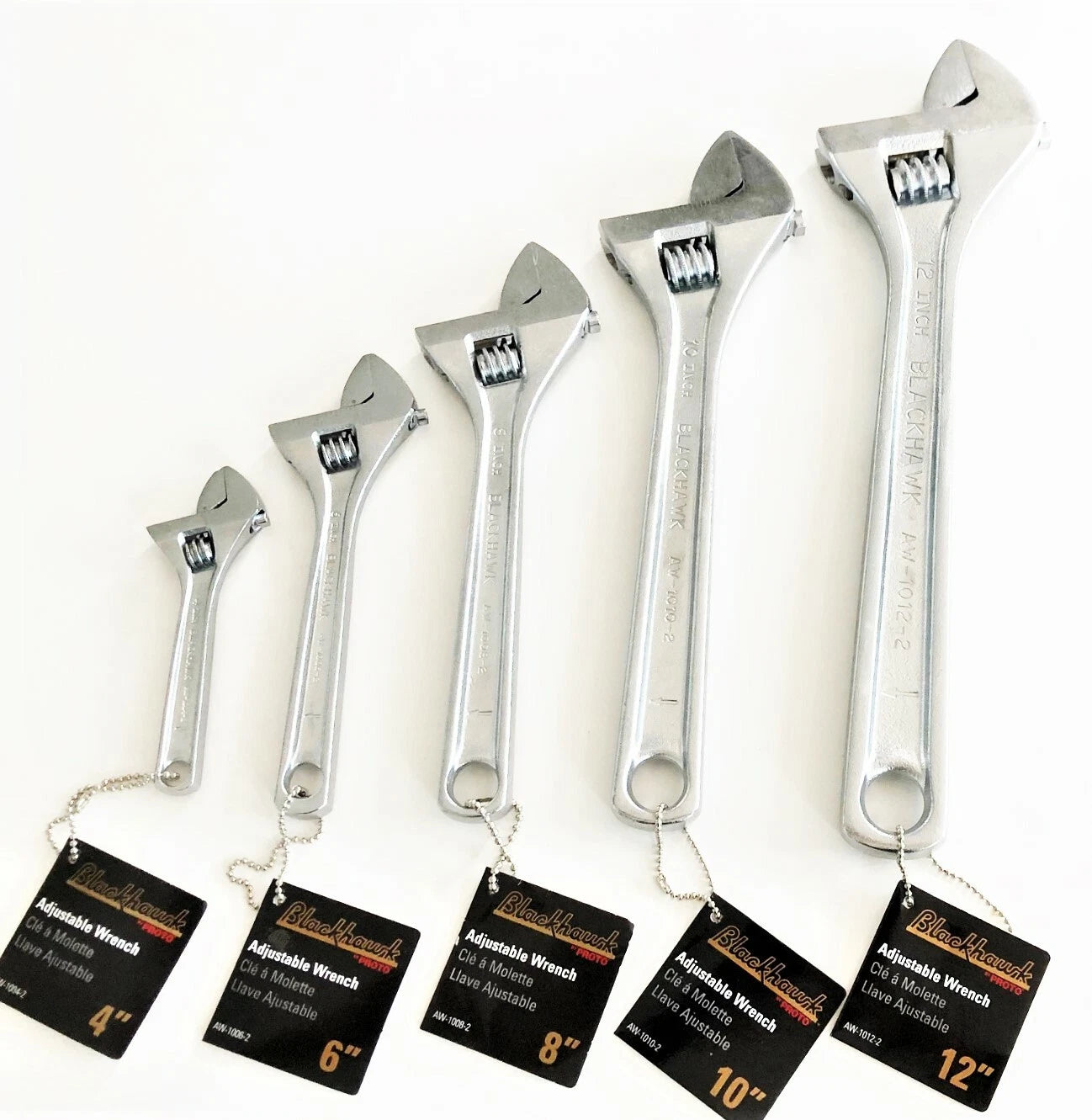 5pc BLACKHAWK BY PROTO ADJUSTABLE WRENCH SET 4" 6" 8" 10" 12"