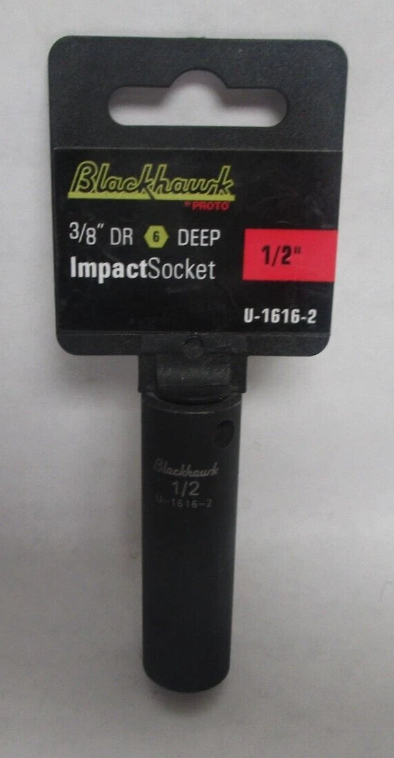Blackhawk 3/8"dr 6pt Deep Well 1/2" Impact Socket U-1616-2