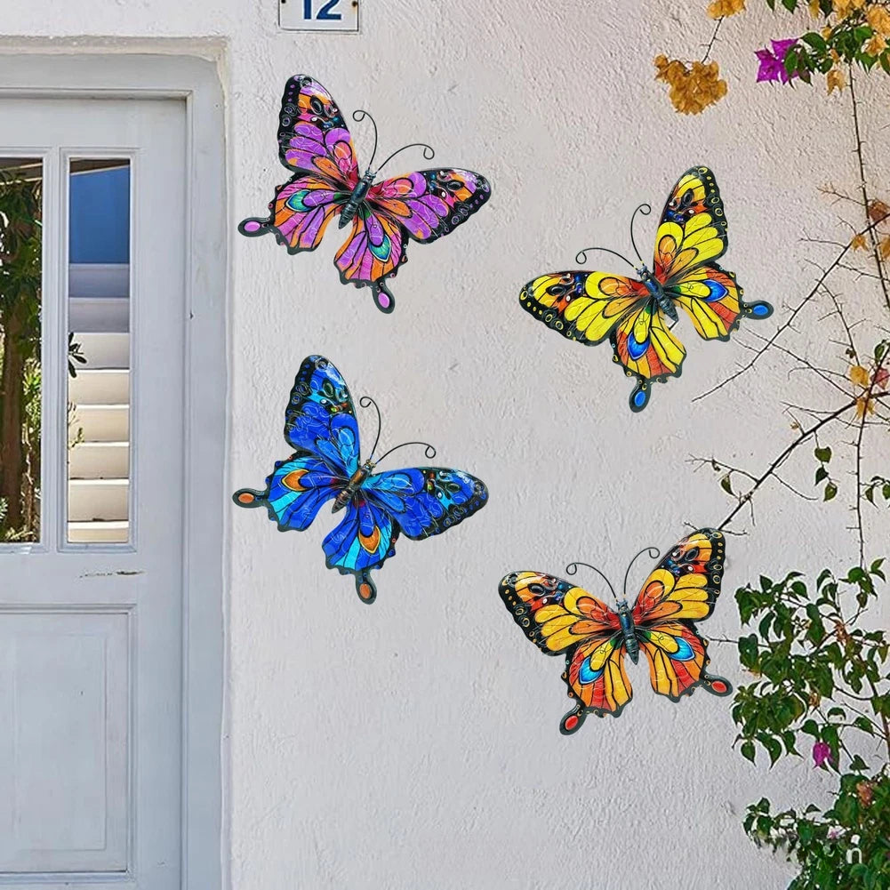 Garden Wall Decor Metal Animal Hanging Ornament Set Of 4 For Outdoor