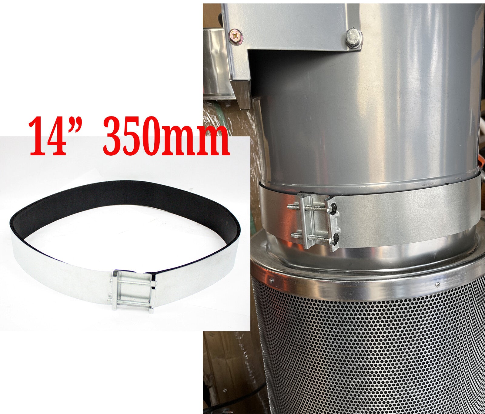 14" Duct Noise Reduction Clamp 350mm Vibration Reducer 4 Fan Silencers Filter
