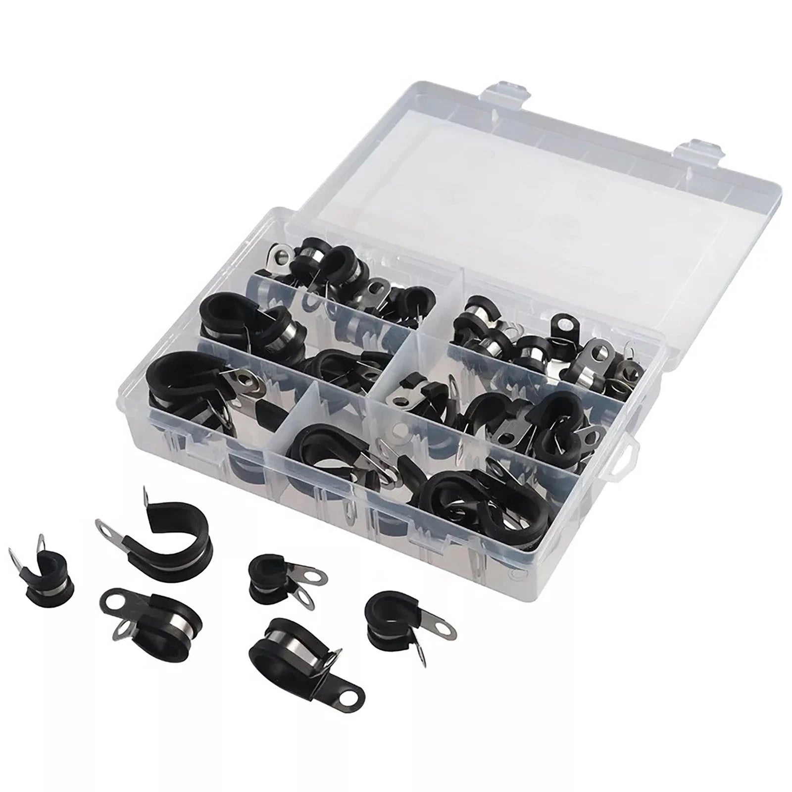 Set(52) Wire Cable Clamps 304 Stainless Steel Wiring Pipe Assortment