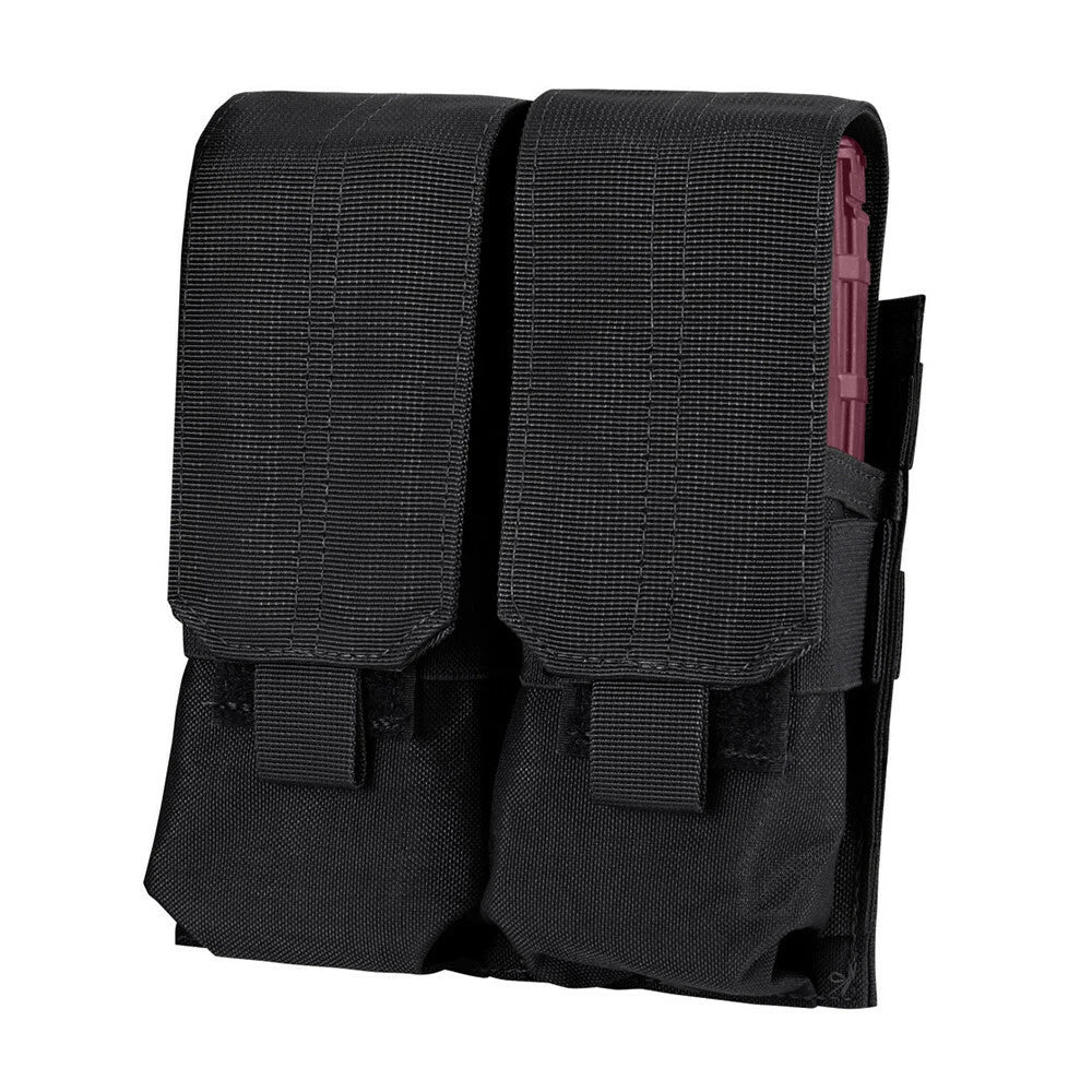 Molle Tactical Double Mag Pouch, 4 Full Mag Size (Closed Top) - Black