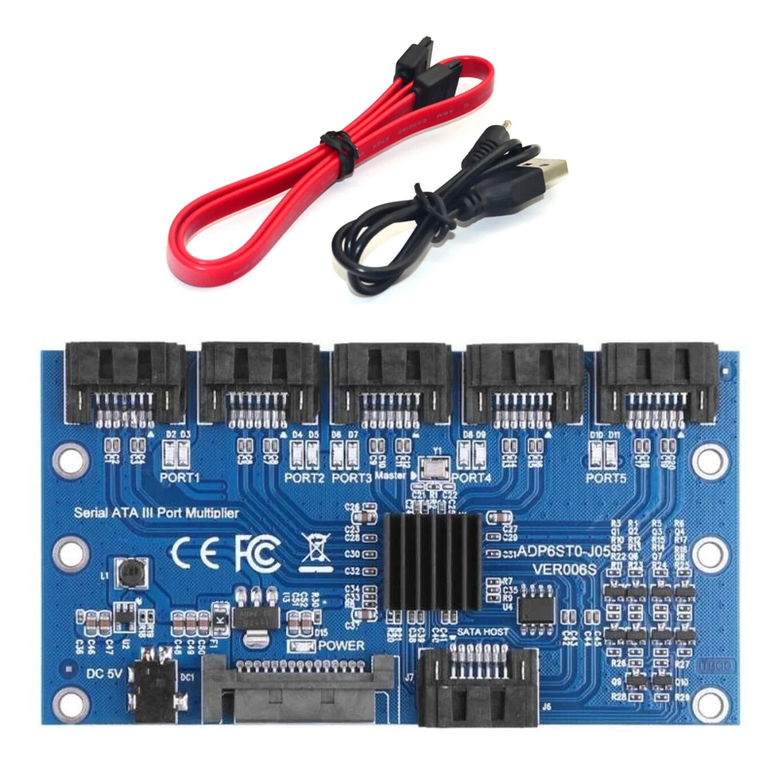 Sata Expansion Card 1 To 5 Port Sata 3.0 Mainboard 6gbps Port Riser