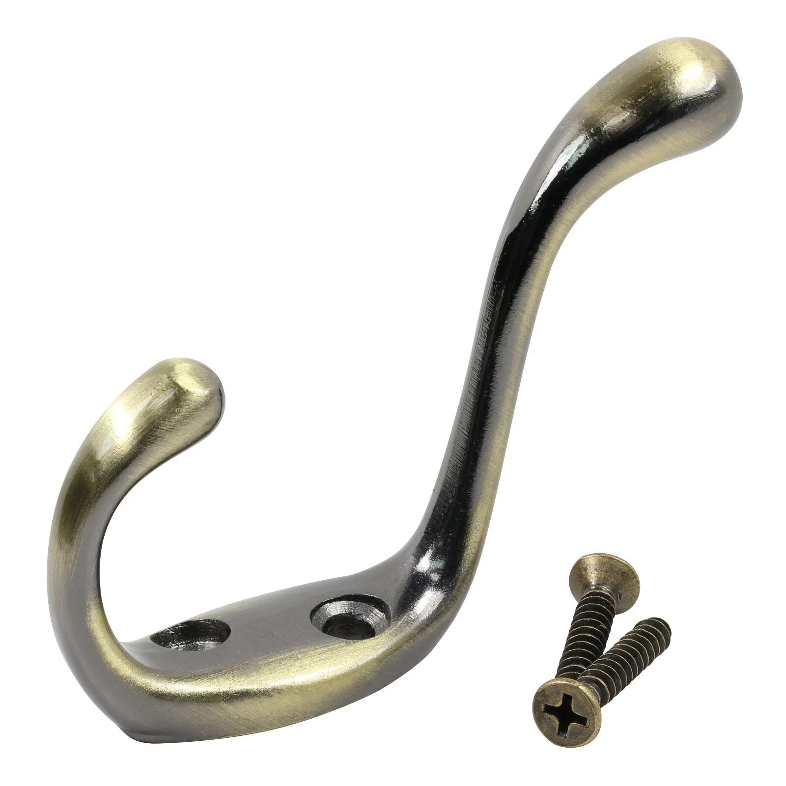 Rok Heavy Duty Antique Brass Home Wall Closet Towel Coat Double Hook