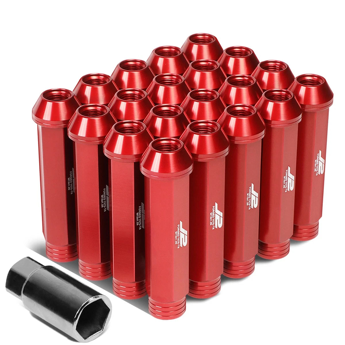 J2 7075 Forged Aluminum M12x1.25 9cm Open-end Lug Nut Set W/adapter