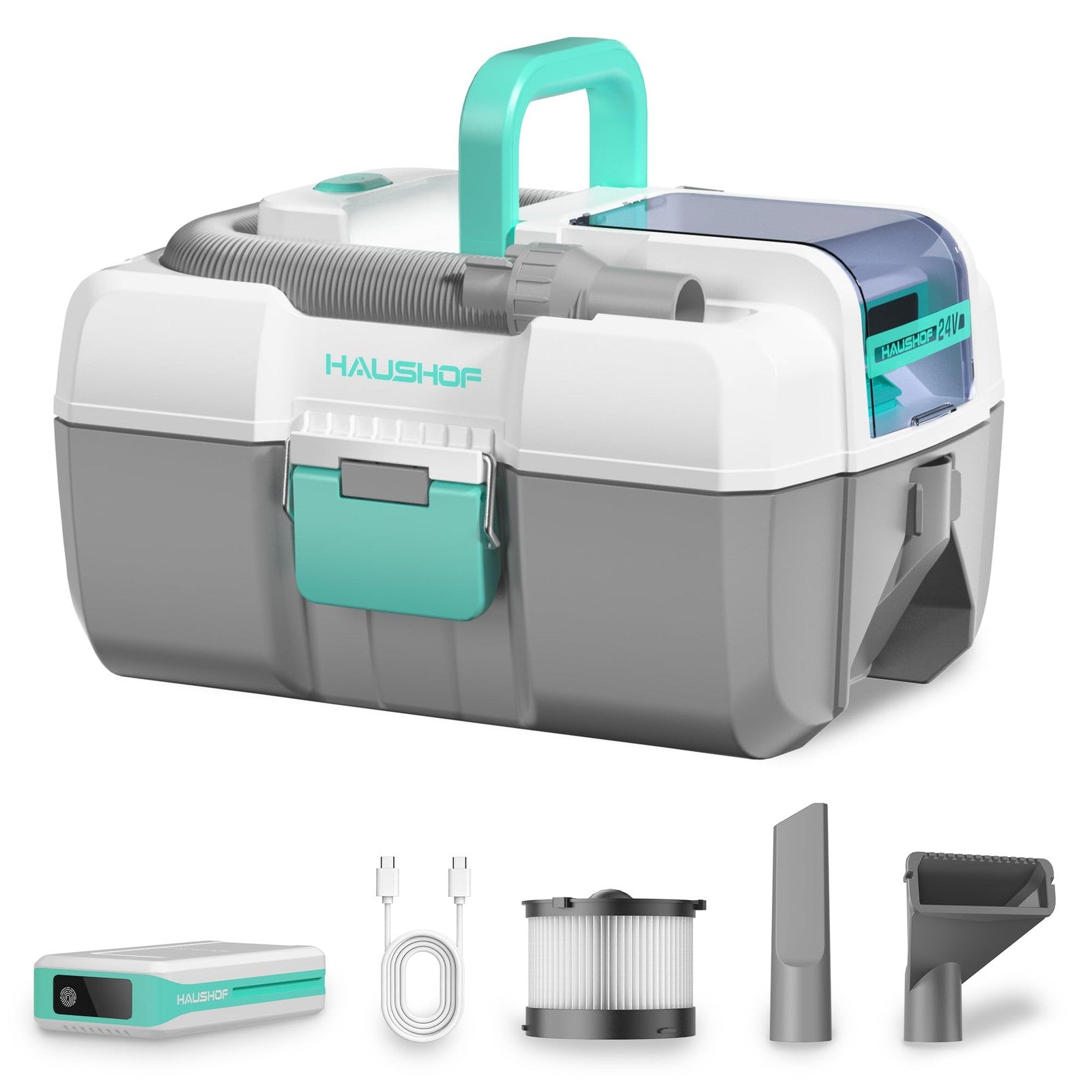 ListingHAUSHOF 3-in-1 Portable Vacuum 24V Cordless Brushless Wet