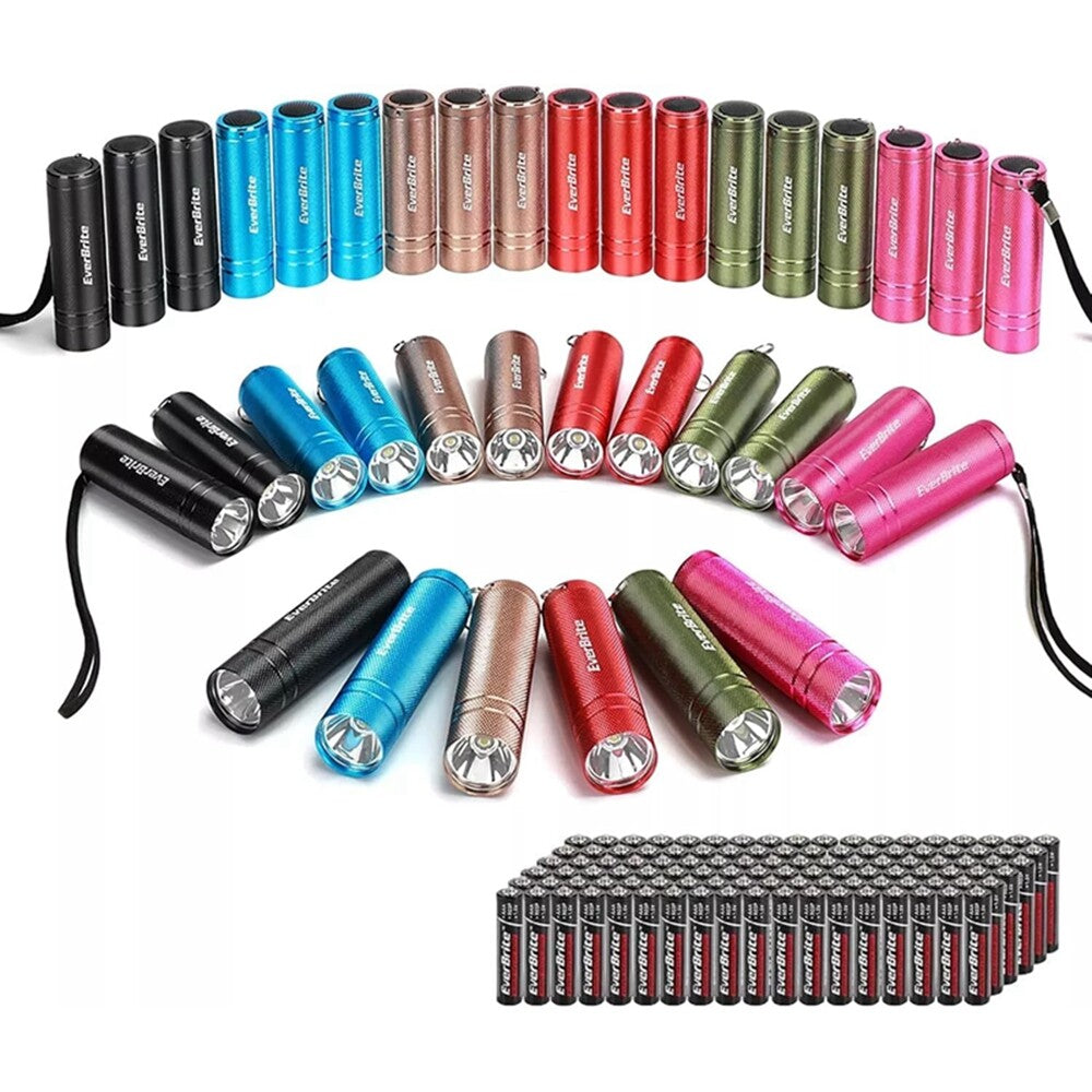 36PC Mini Flashlight Set Aluminum LED Handheld Torches w/Lanyard