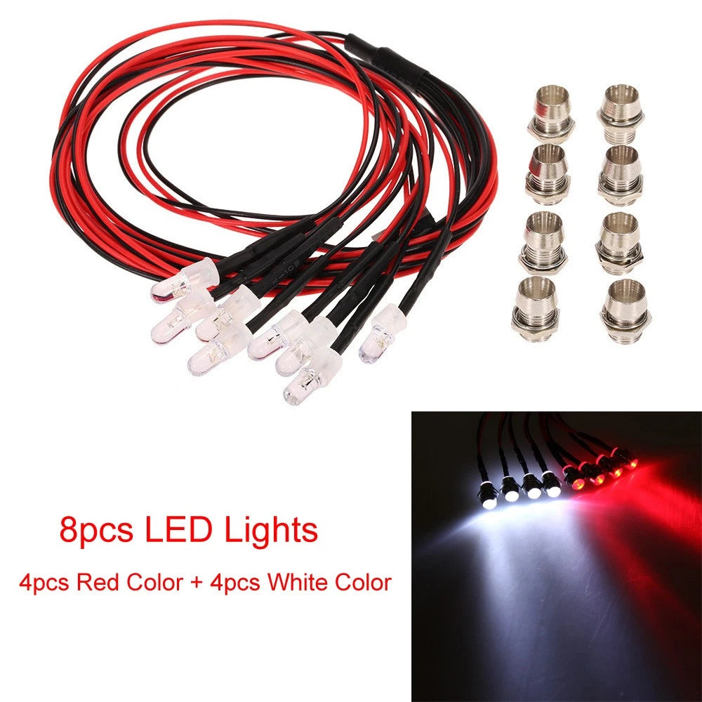 Led Lights Red&white Color For Traxxas Tamiya Hsp Scx10 D90 1/8 1/10