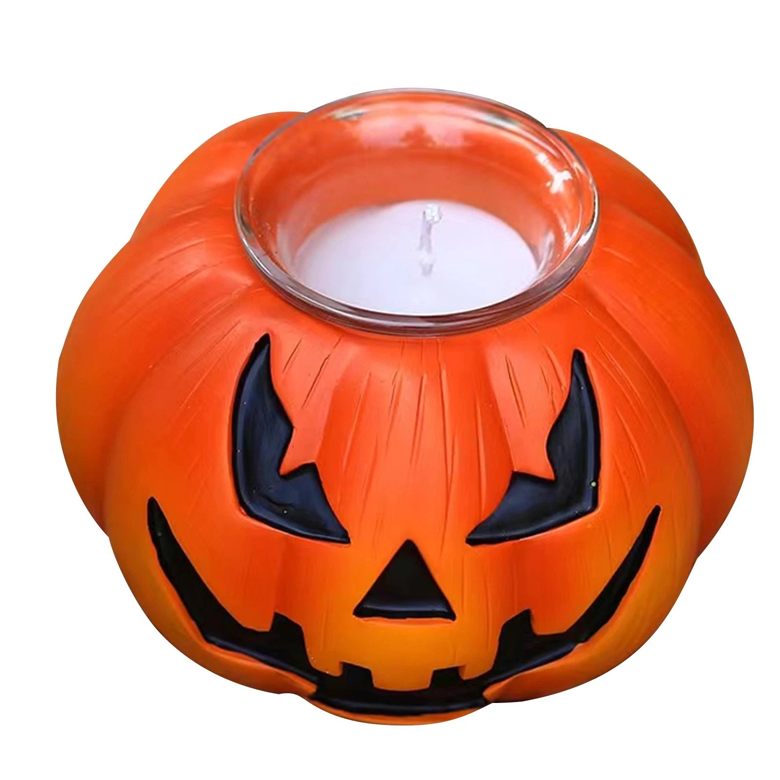 Resin Halloween Pumpkin Candlestick Prop Statue Candle Holder