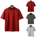 Men's Striped Loose Fit T Shirt Short Sleeve Crew Neck Casual Top For