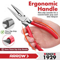 Arrow 8" High Leverage Needle Long Nose Plier With Side Cutters Long