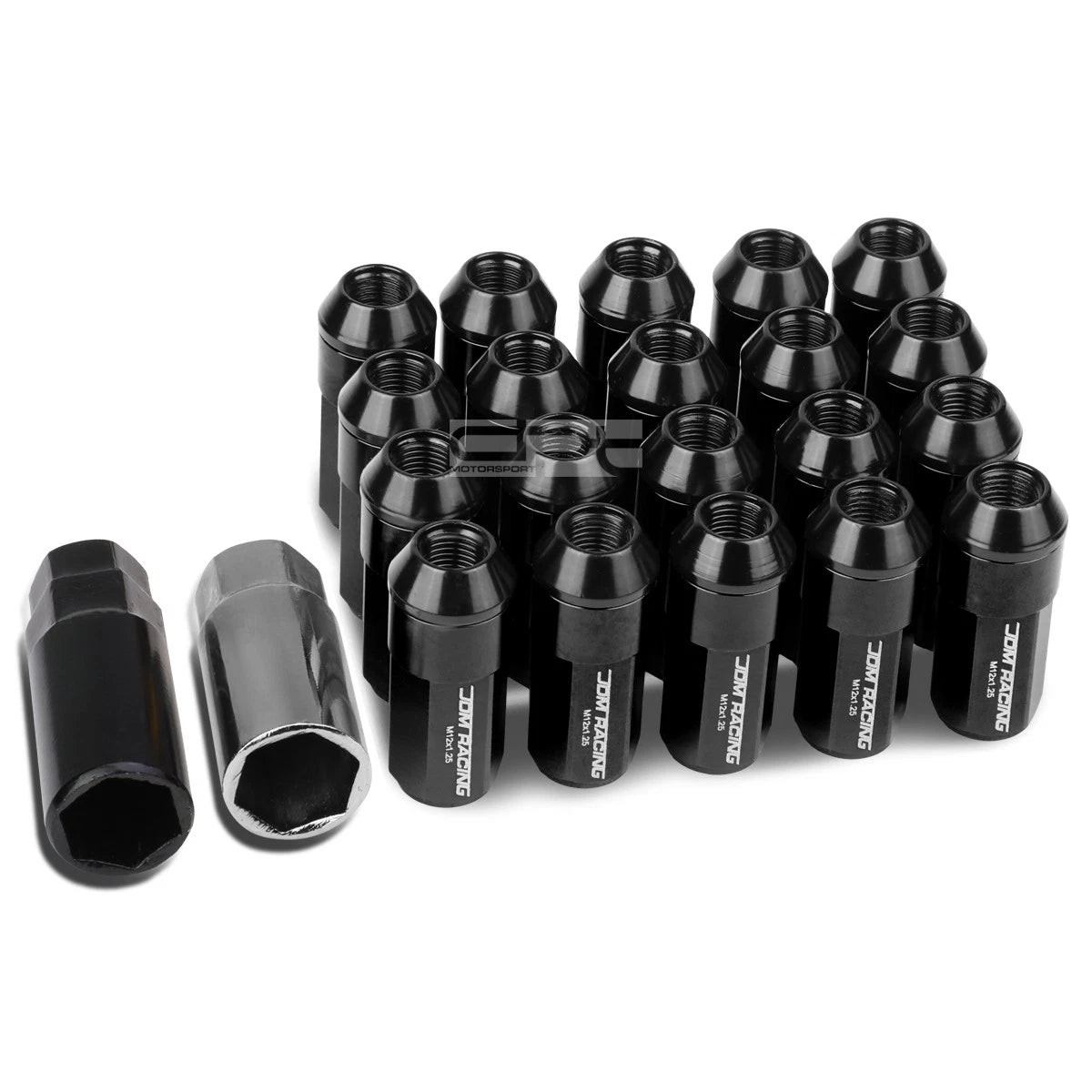 M12x1.25 53mm Tall 23mm Od Black Aluminum Jdm Lug Nuts With