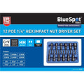 Bluespot 12pc Nut Driver Socket Set Impact Drill Metric SAE Bits HexOpens in a n
