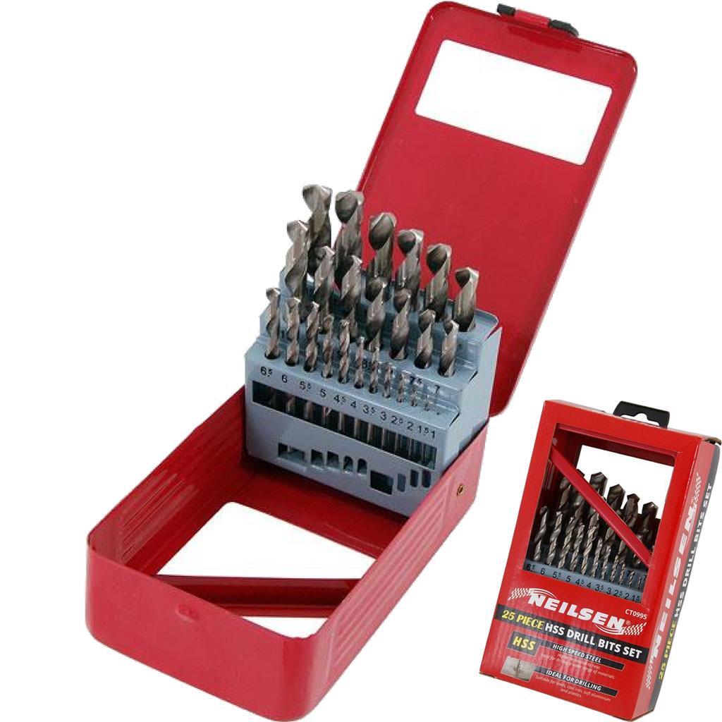 Neilsen 25pc HSS Metal Metric Drill Set 1mm - 13mm by Neilsen