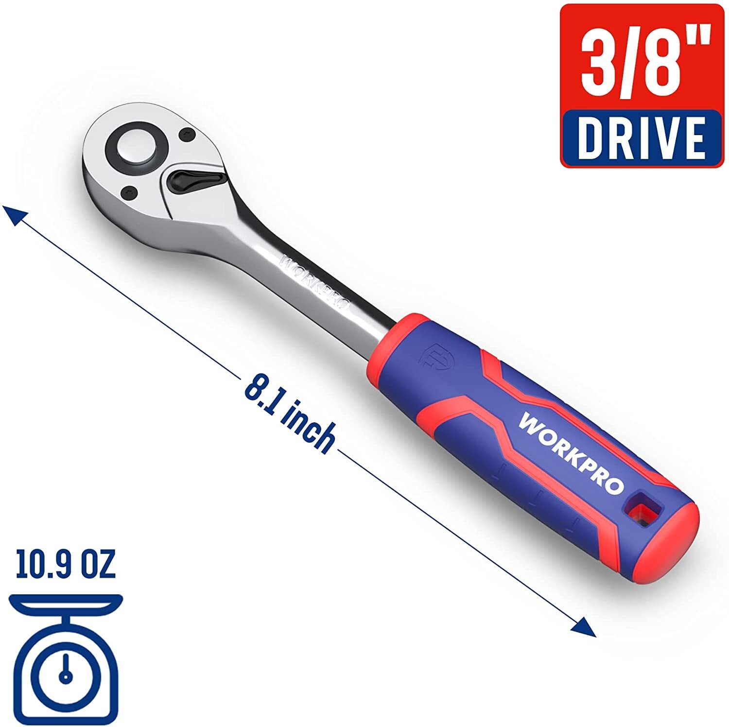 WORKPRO 3/8 Drive Ratchet Wrench Quick-Release 72-Tooth by WORKPRO
