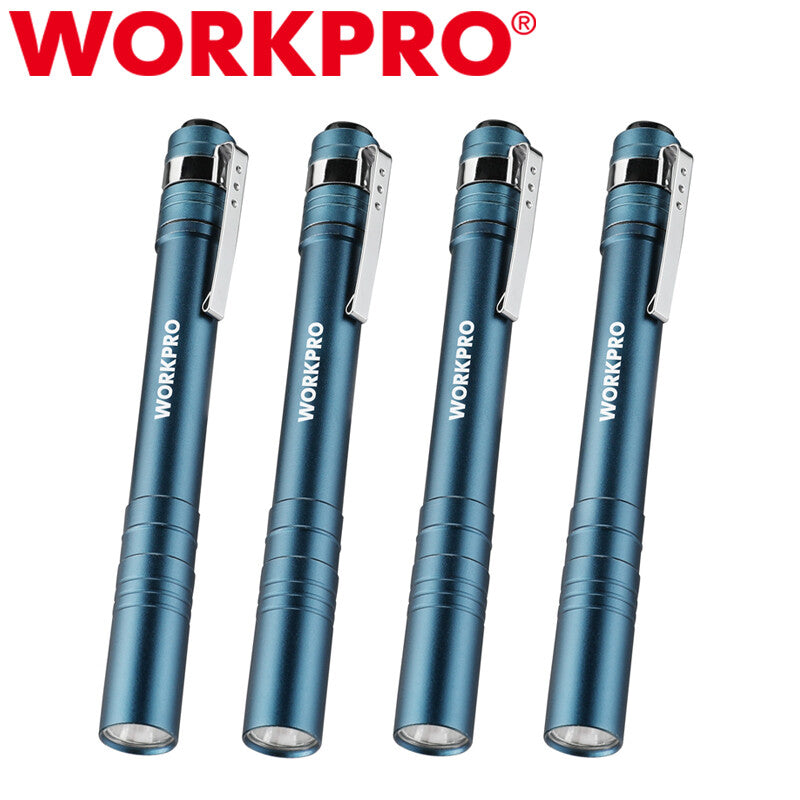 WORKPRO 4PC LED Pen Light Set Aluminum Handheld Flashlight Pocket