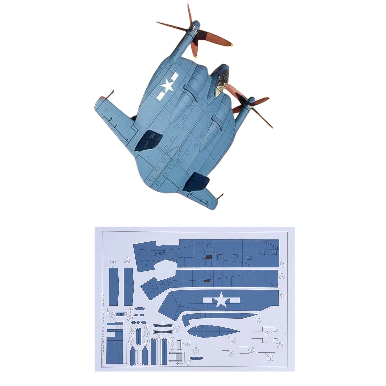 1:32 Us Xf5u-1 Flying Pancake Fighter Plane Paper Model Puzzle Kit