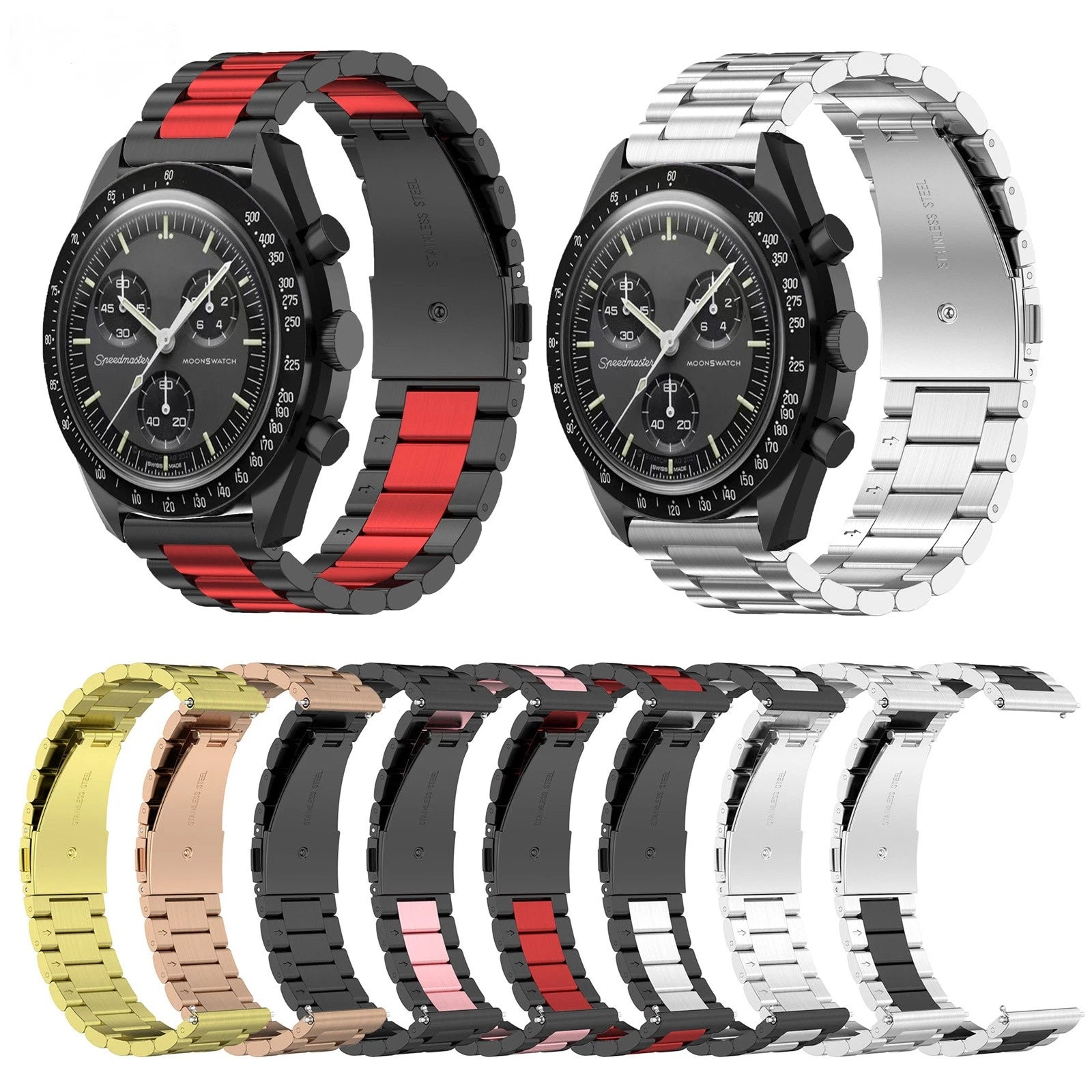 20mm Width Multi-color Stainless Steel Watch Strap Bracelet Wristband