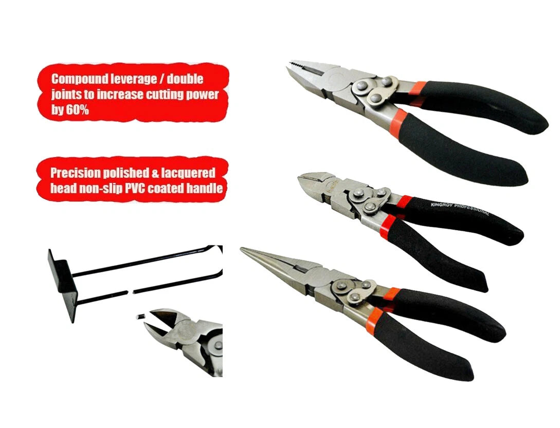Power 60% Added Double Joint Energy Saving 3pc Pliers Set: Com 7"/LN8"/Dia 6.5"