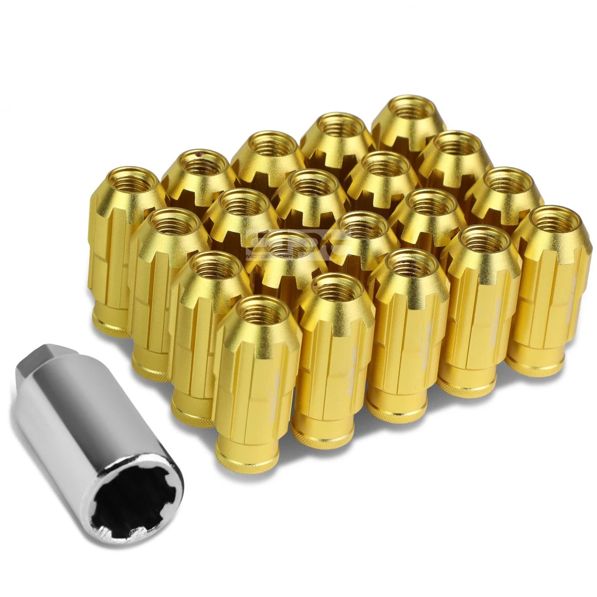 Open End M12x1.5 50mm Tall 24mm Od Gold Aluminum Jdm Lug Nuts+adapter