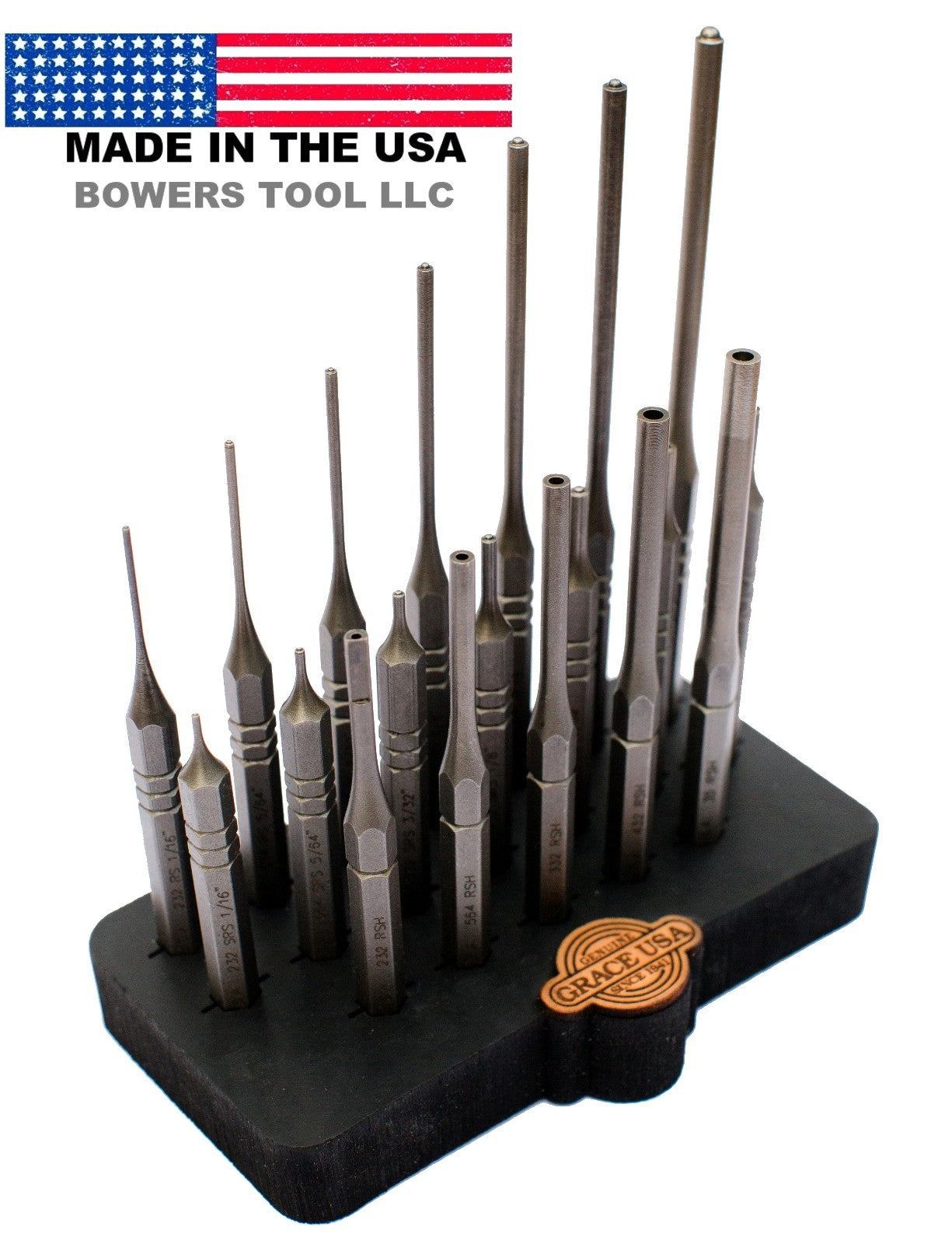 Grace 19pc Gunsmith Steel Roll Pin Punch Set