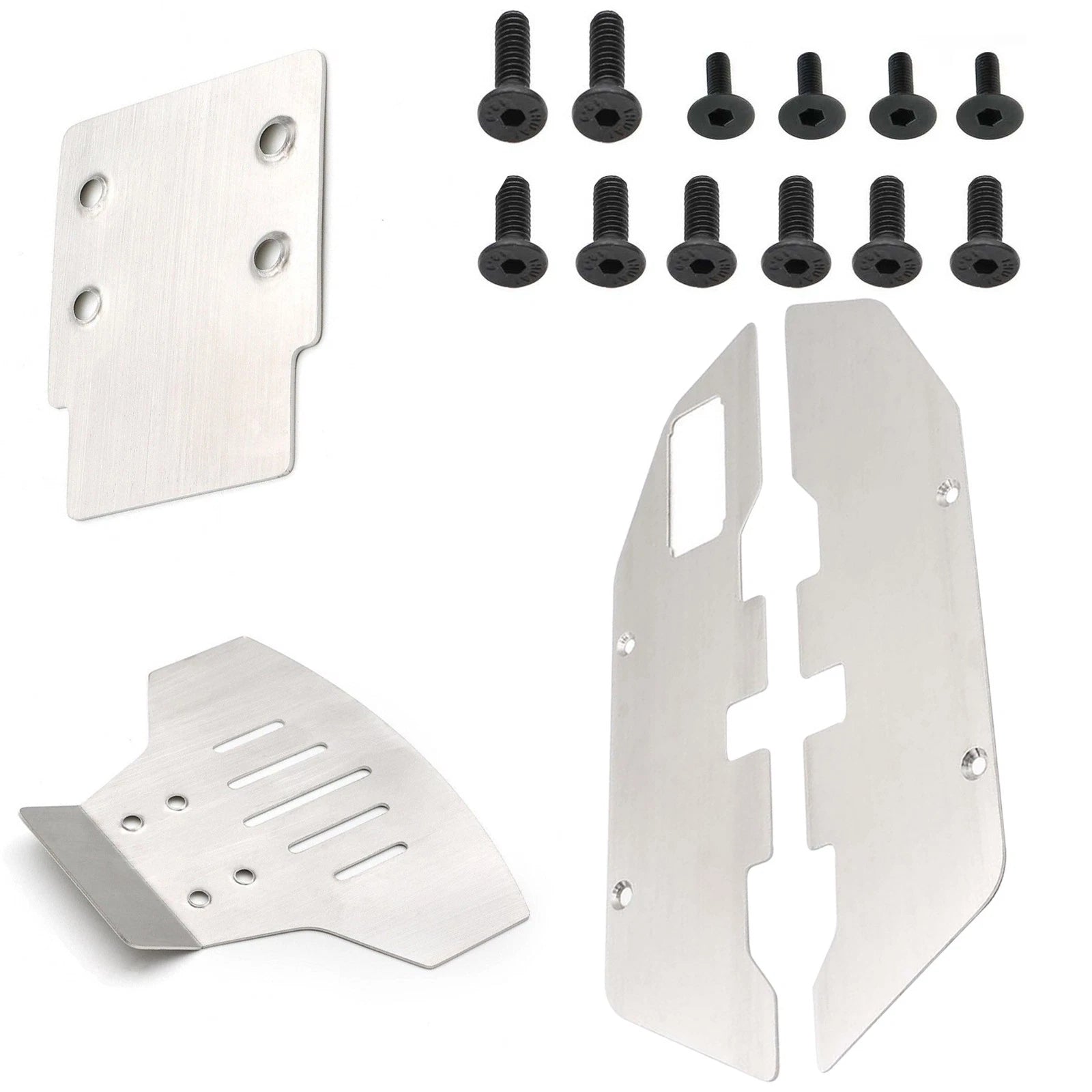 Metal Rc Car Front & Rear Skid Plates Chassis Armor For Traxxas 2wd