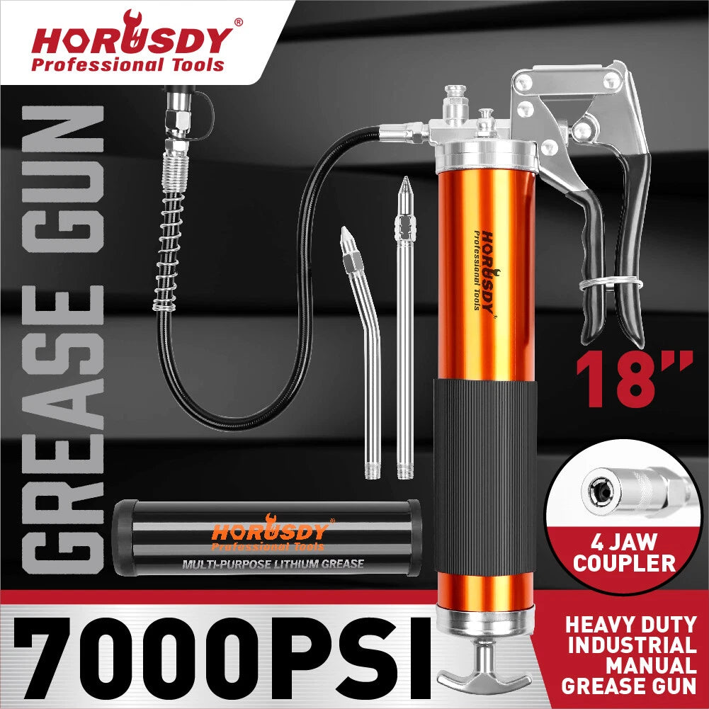 Heavy Duty Pistol Grease Gun 18" Flex Hose 14oz | Built Supply Co