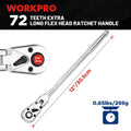 Workpro 1/4 Inch Drive Extra Long Flex Head Ratchet 12 Inch Long Cr-v