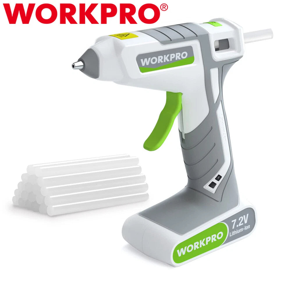 Workpro 7.2V Cordless Hot Melt Glue Gun Rechargeable Preheating Glue