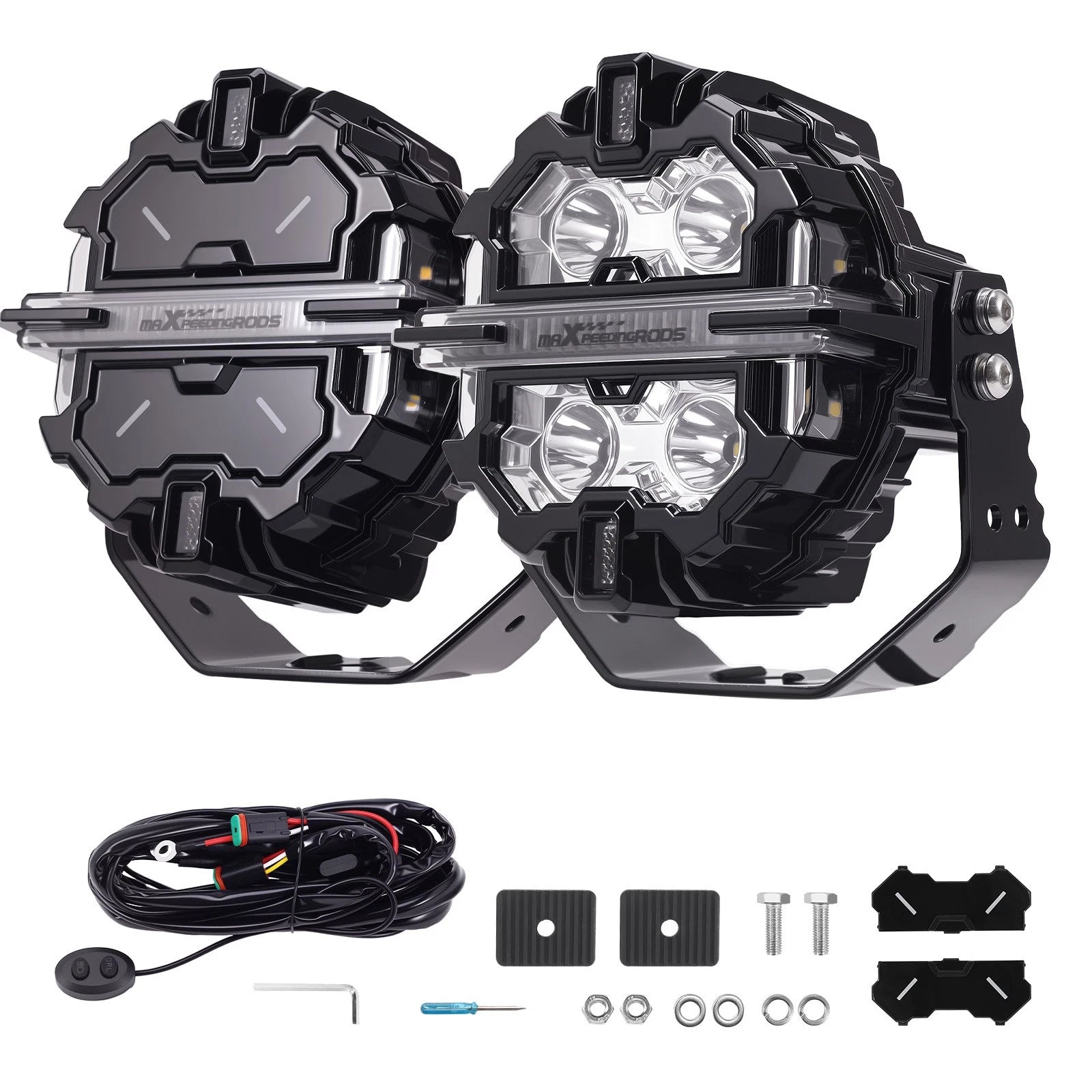 Led Pod Lights 5" 178W Spot Beam Side Shooter Driving Light White