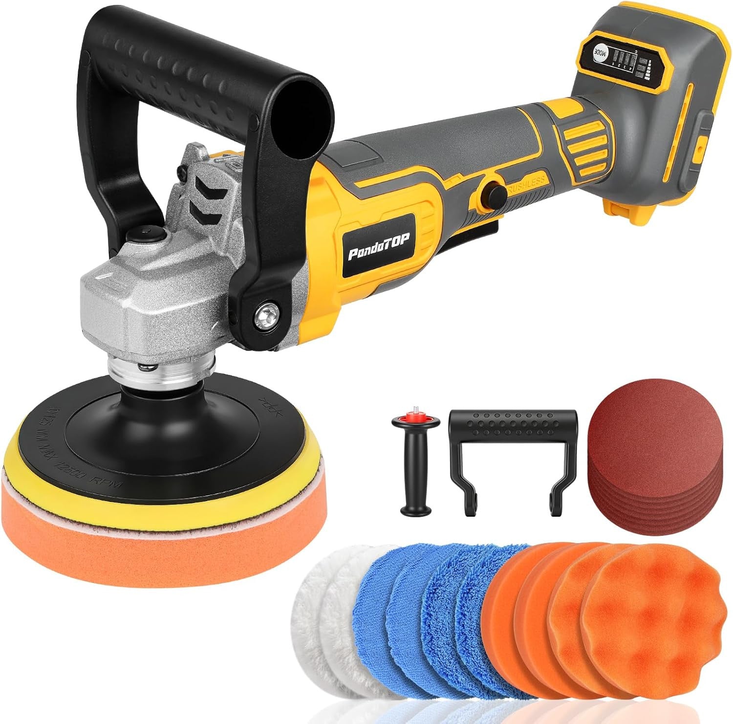 Cordless Buffer Polisher for De-Walt 20V Max Battery, Brushless Rotary