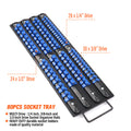 Portable Drive Socket Holder Organizer Metal Tray 80pc ABS Clip Rail 1/4 3/8 1/2