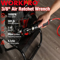 WORKPRO 3/8" Air Ratchet Wrench 50ft.lb Torque 160RPM Forward/Revers<wbr/>e Control US