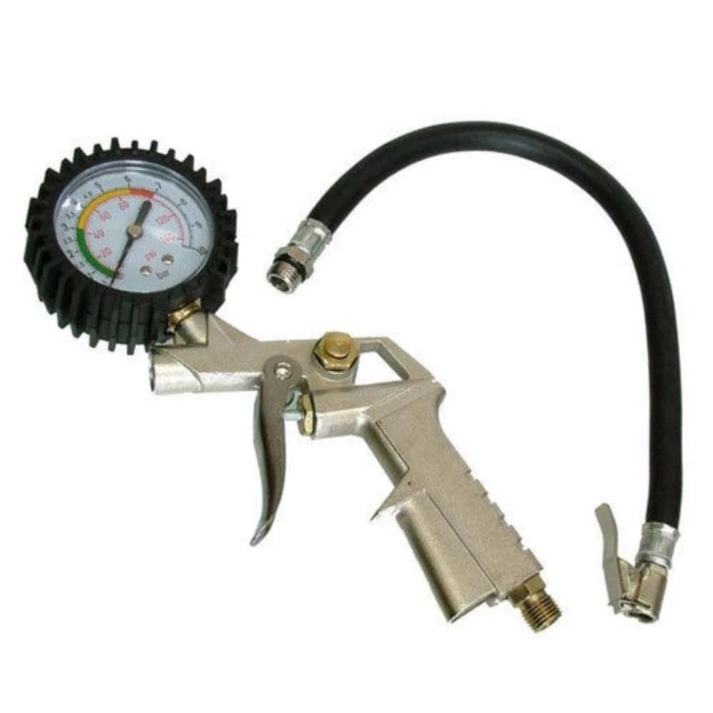 Alloy Air Compressor Tyre Inflator Tool + Gauge