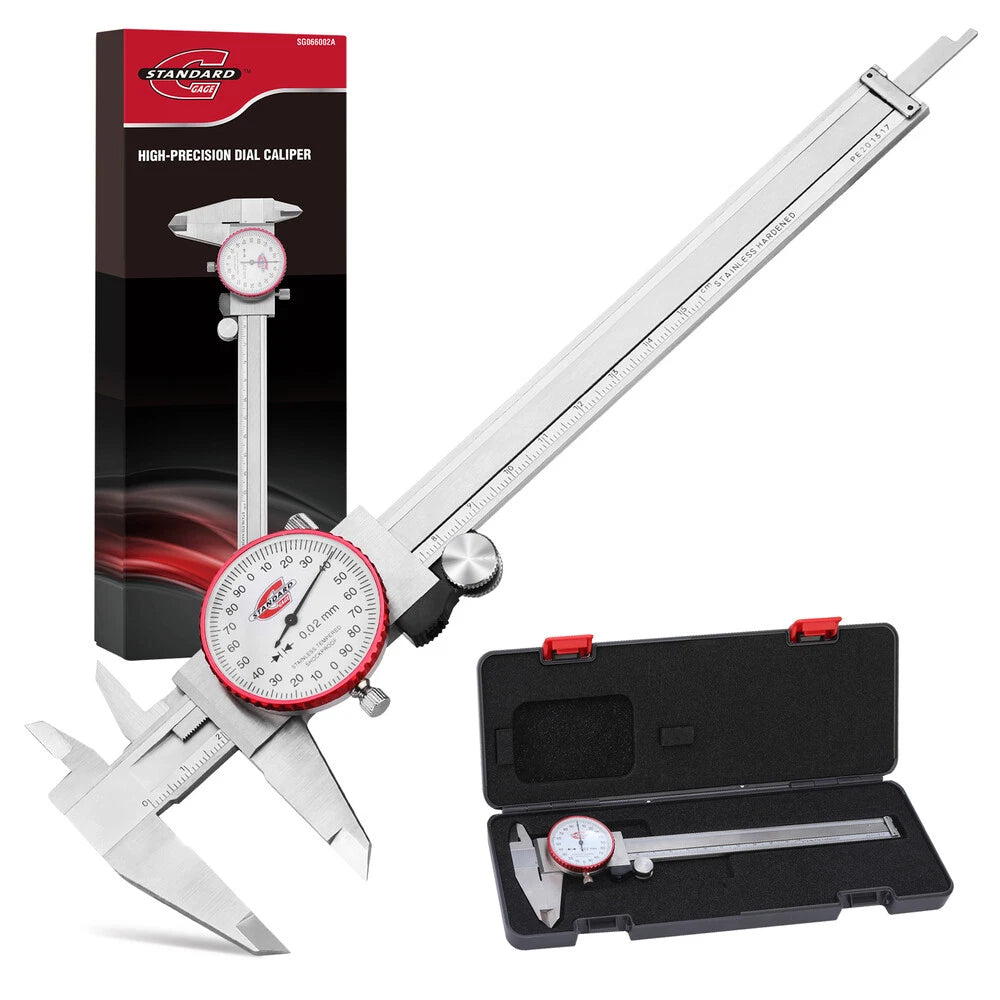 6"/150mm ±0.02mm Metric Dial Caliper Measuring Tool Analog Precision