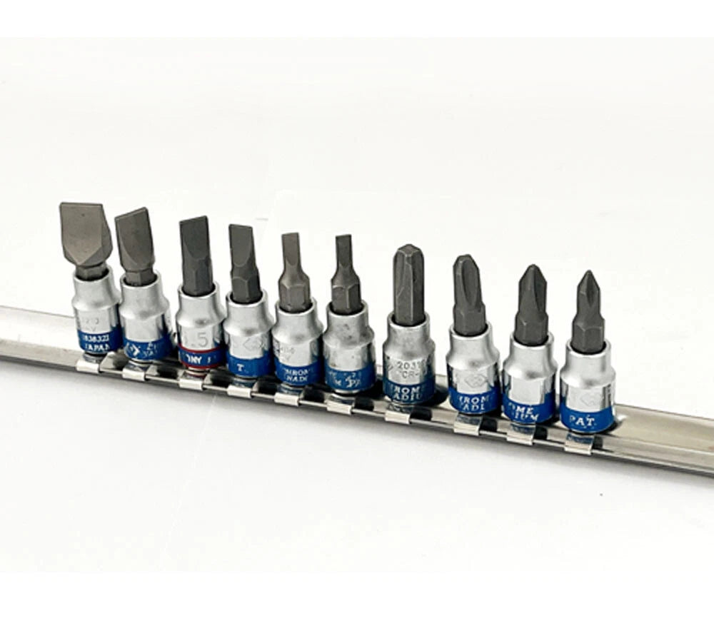 King Tony 1/4" Dr. S2 Steel Ph & Slot Bits Socket Set: Ph1,2,3,4;