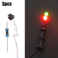 3 Pack Of Model Railway Signals With Green And Red Block Lights In N