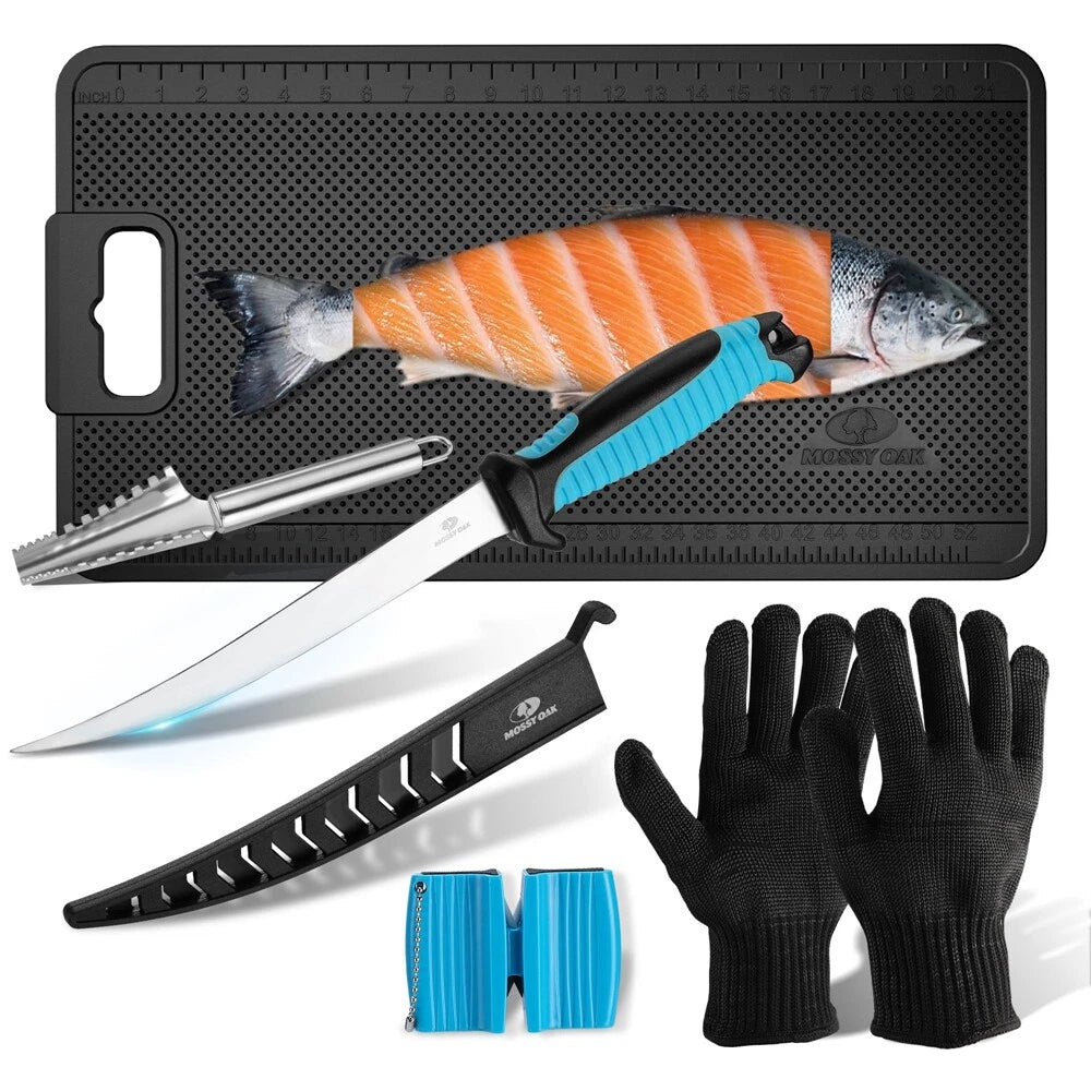 Mossy Oak 5pack Fish Fillet Knife Set Fish Cleaning Kit Fishing Knife