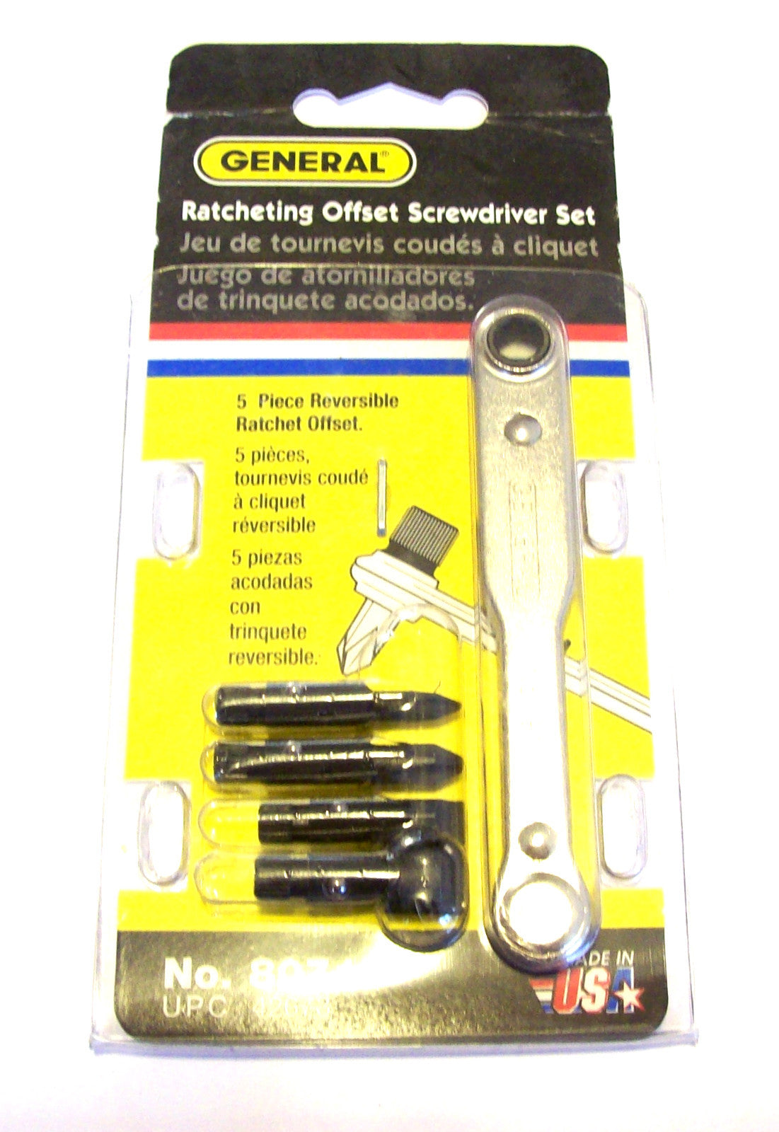 5pc GENERAL TOOLS RATCHETING OFFSET SCREWDRIVER SET 807