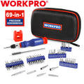 WORKPRO 69PIECE Precision Screwdriver Kit Quick Load Holder