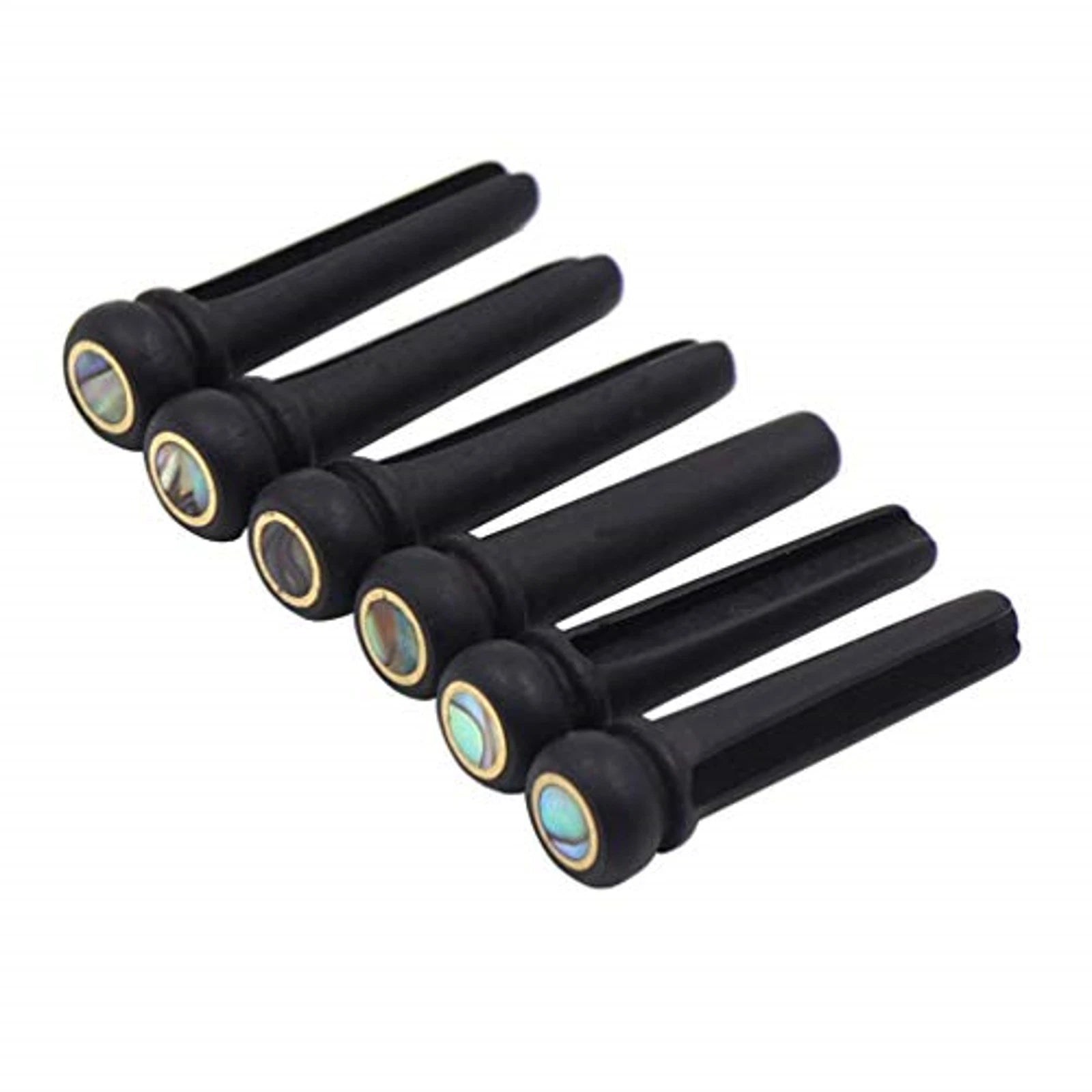 Acoustic Guitar Ebony Bridge Pins W/ Abalone Dot Brass Circle Skirt