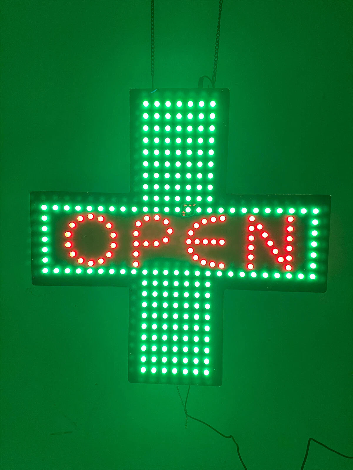 19" X19" Pharmacy Dispensary Window Display Led Open Sign Green