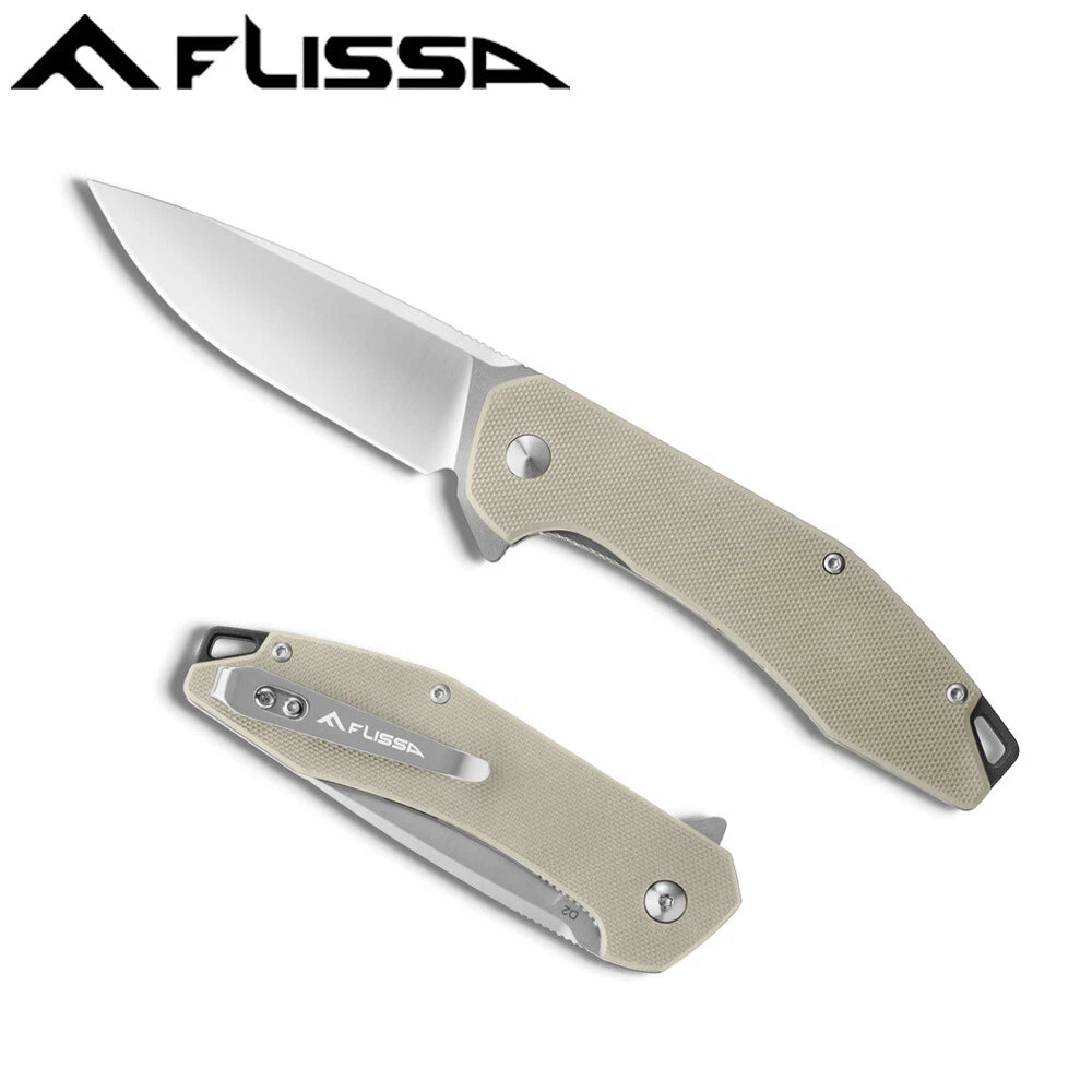 Flissa Pocket Folding Tactical Knife W/g10 Handle D2 Blades Liner