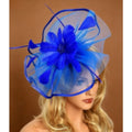 Classic Feather Hair Clip Paired With Breathable Floral Mesh Headpiece