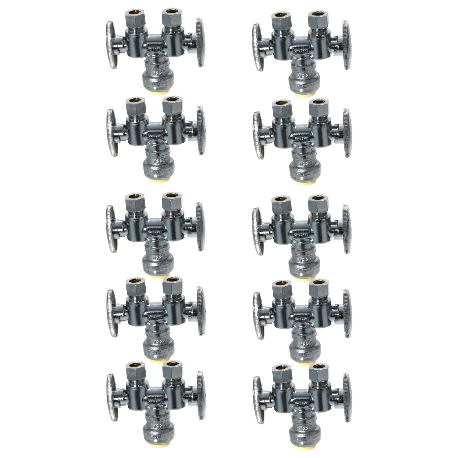 XFITTING 1/2" Push Fit x Dual 3/8" OD Stop Valve
