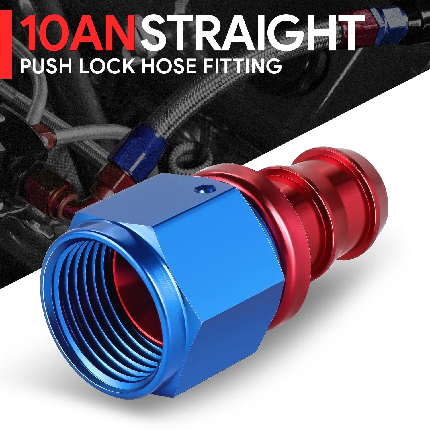 Aluminum An10 10-an Straight Swivel Oil/fuel Line Hose End Push-on