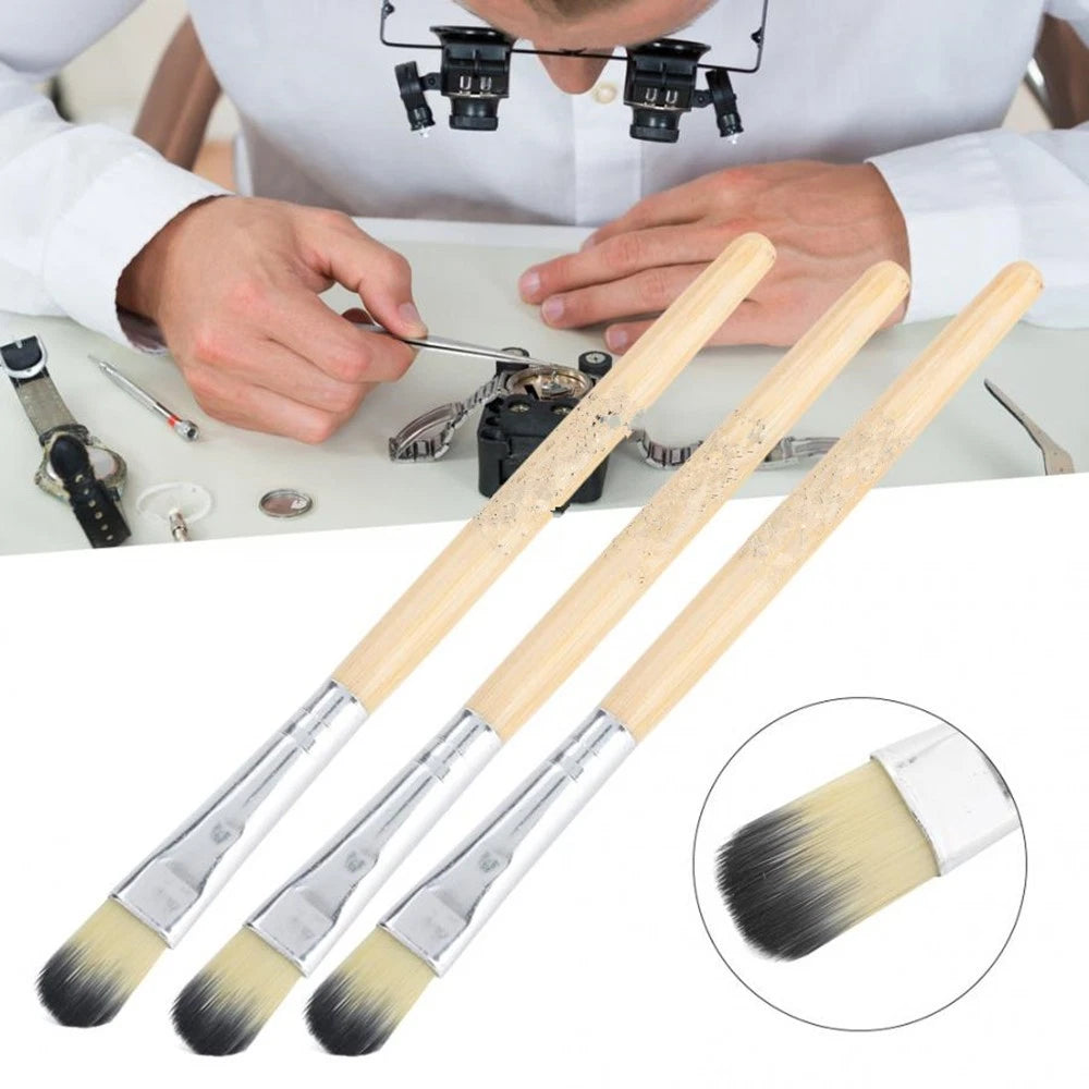 3pack Soft Nylon+wood Watch Movement Craft Cleaning Brush Clean Tool