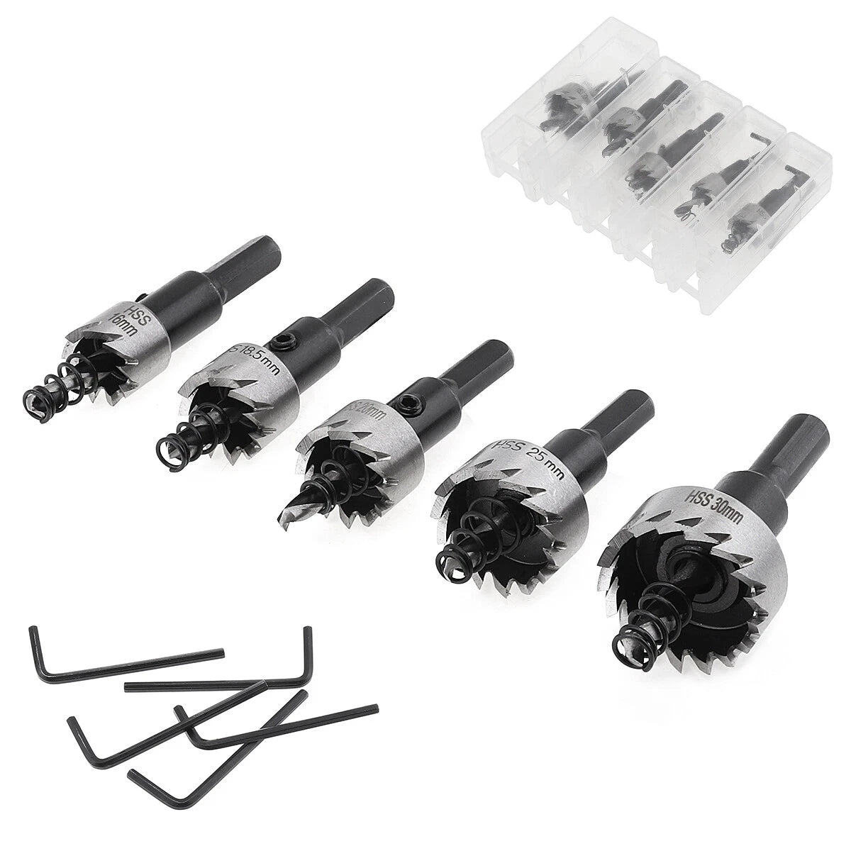 5 Pack High Speed Steel Hss Drill Bit Hole Saw Set