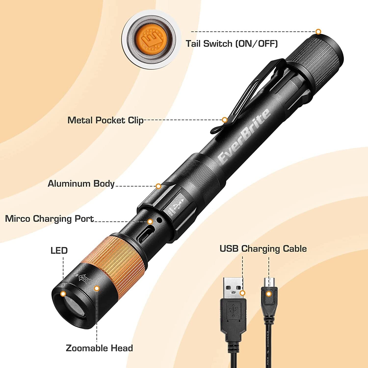 EverBrite 300 Lumens EDC Flashlight by EverBrite